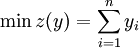 min z (y)=sum_{i=1}^ny_i