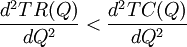 frac{d^2TR(Q)}{dQ^2}<frac{d^2TC(Q)}{dQ^2}